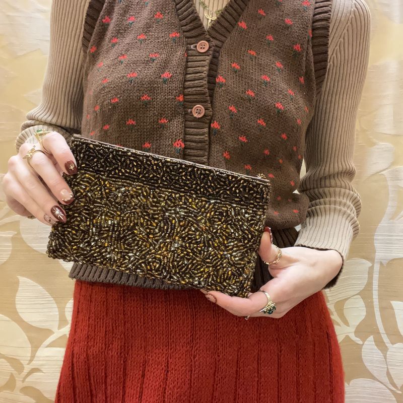 brown beaded wallet