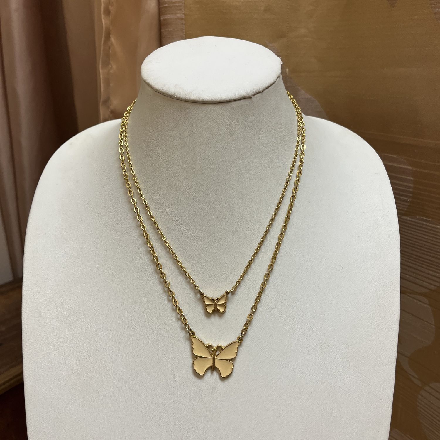 double butterfly gold necklace