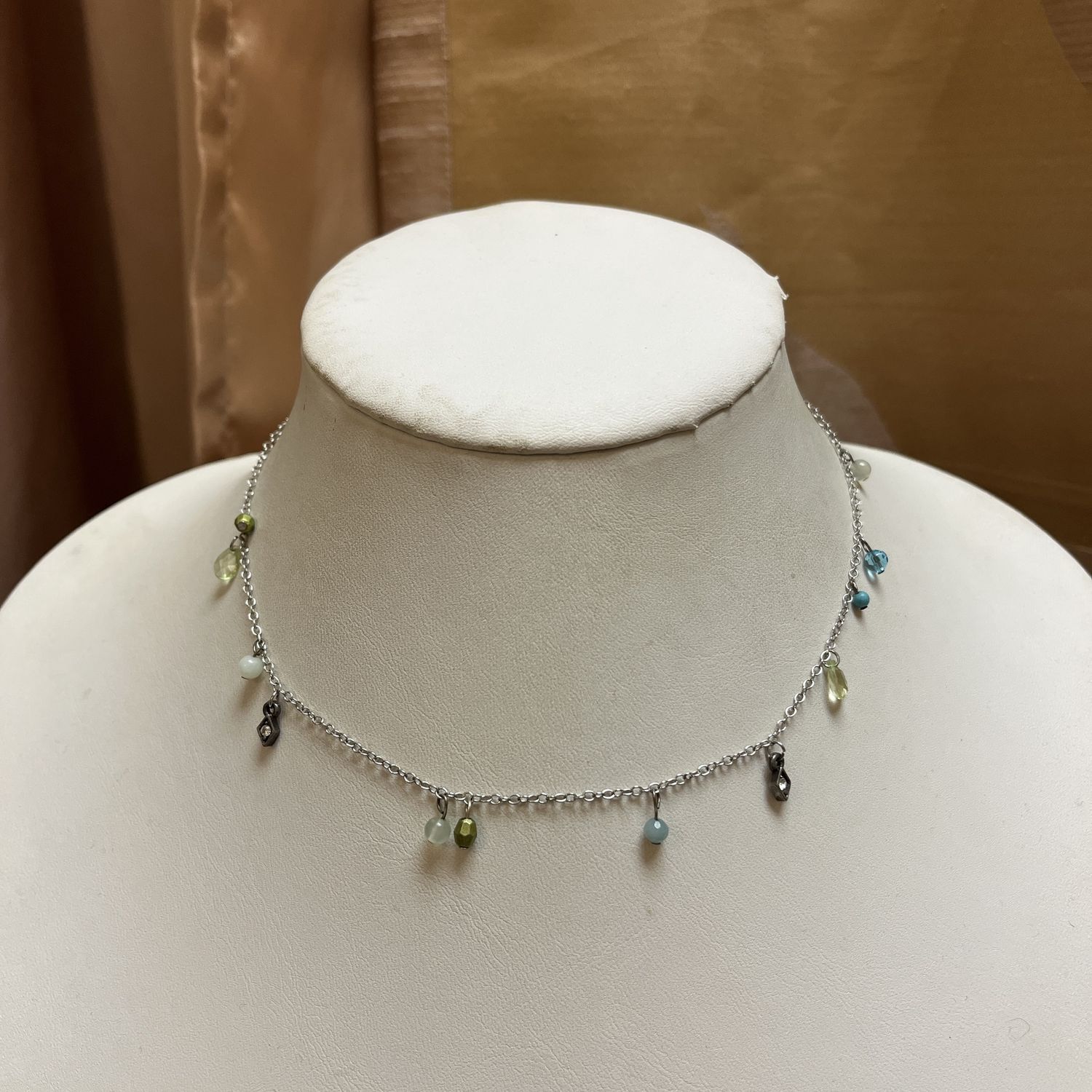 blue pearl layer necklace