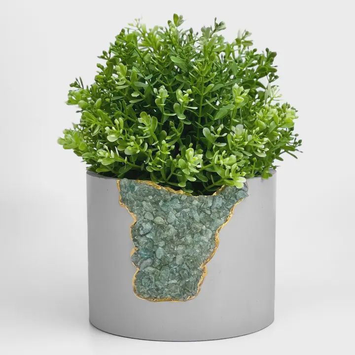 6&quot; GREEN APATITE PLANTER, Large Geode Planter, Crystal Planter Pot