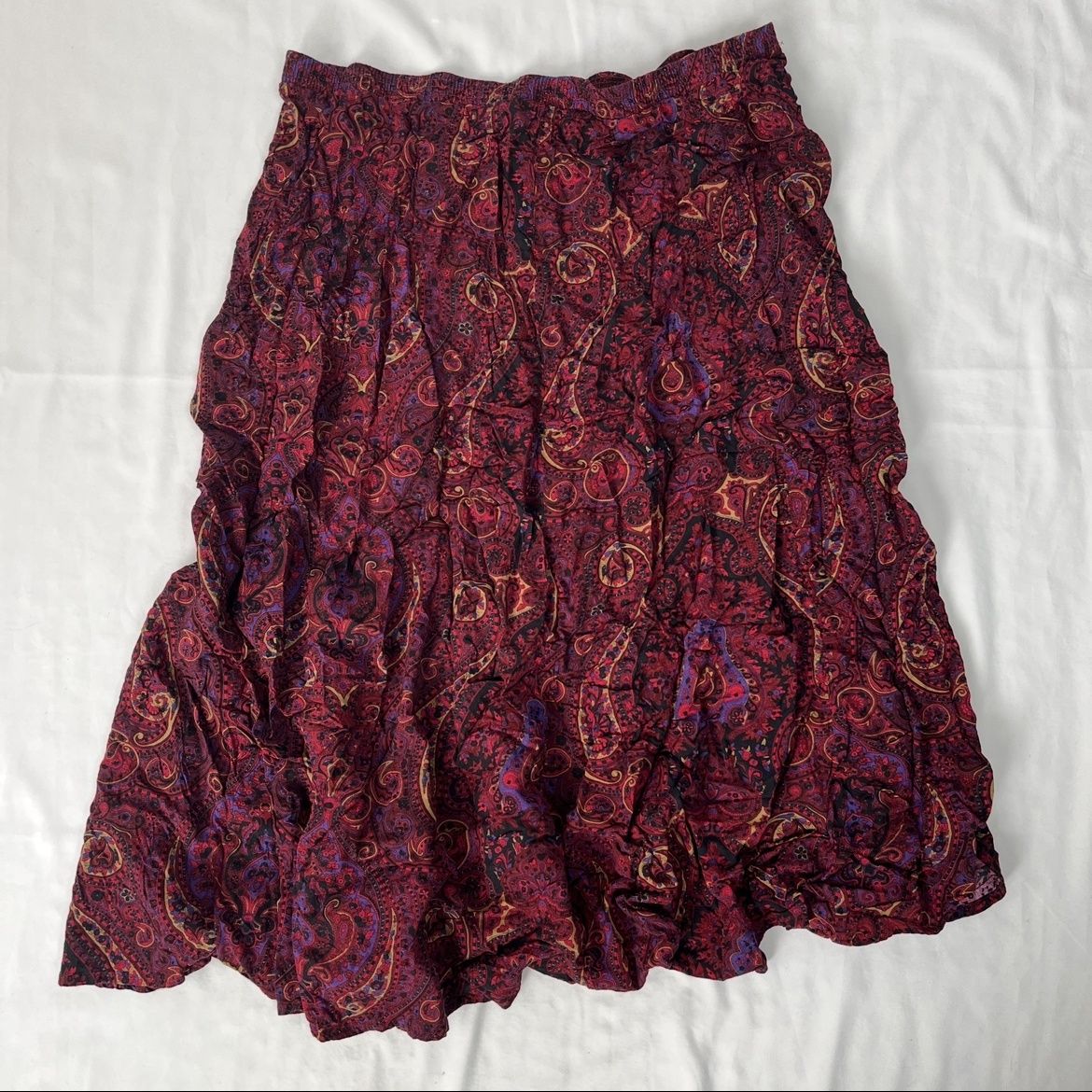 magenta paisley midi skirt