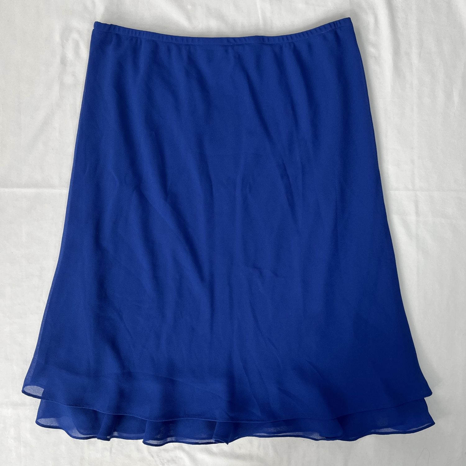 Blue Flouncy Tiered Midi Skirt