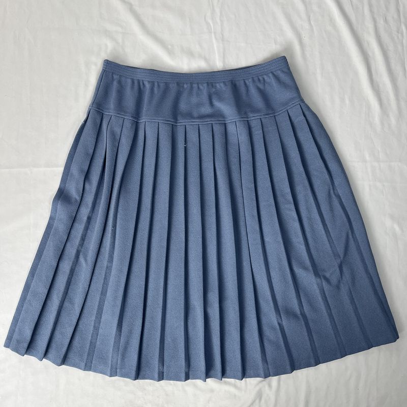Blue Pleated Midi Skirt