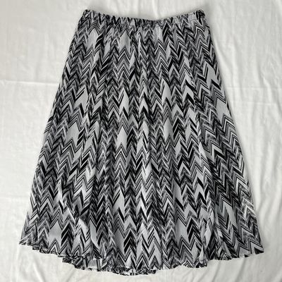 Black and White Patterned Midi Skirt