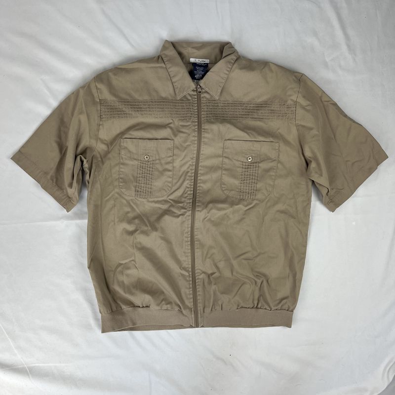 tan short sleeve jacket