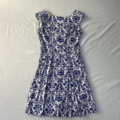 vintage blue print home dress