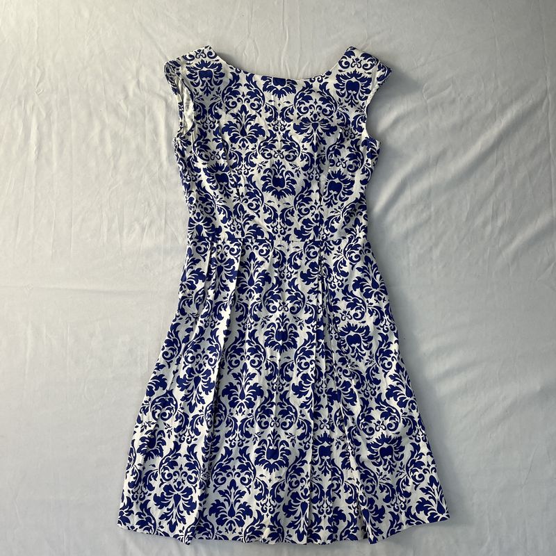 vintage blue print home dress
