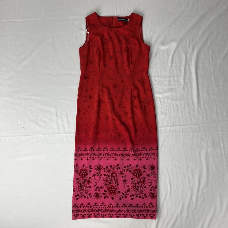 red ombré floral dress