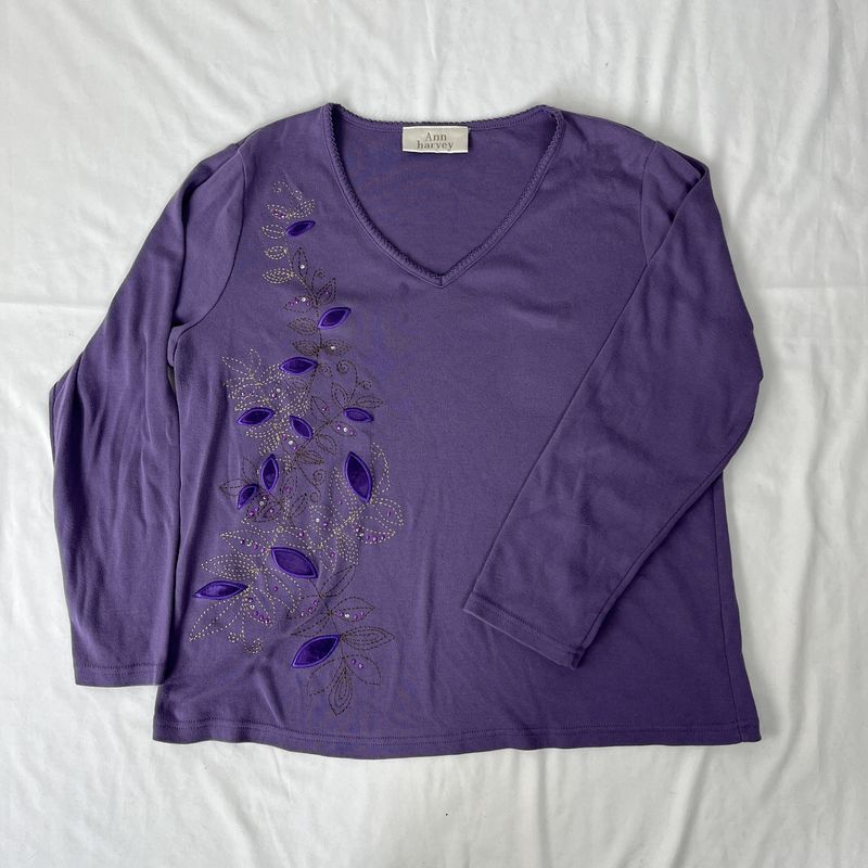 purple embroidered top