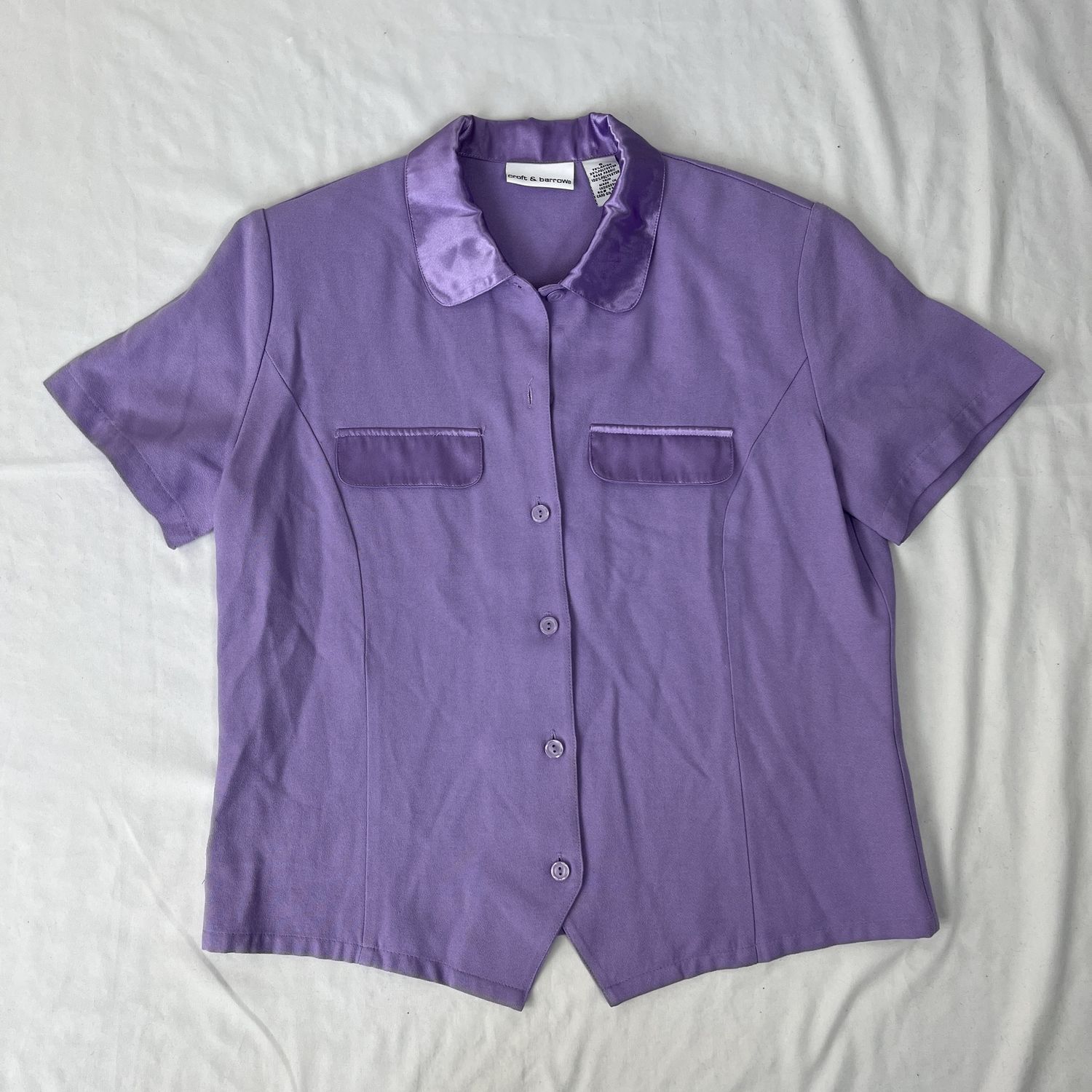 purple satin collared top
