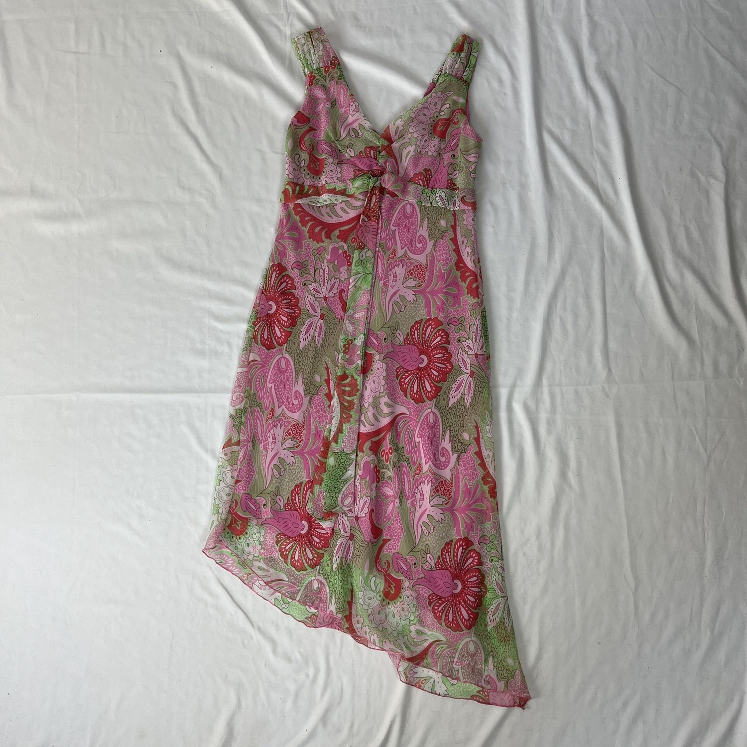 Stunning Pink and Green Asymmetric Dress