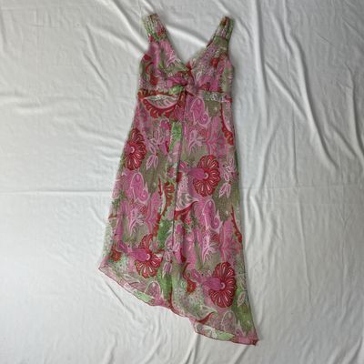 Stunning Pink and Green Asymmetric Dress