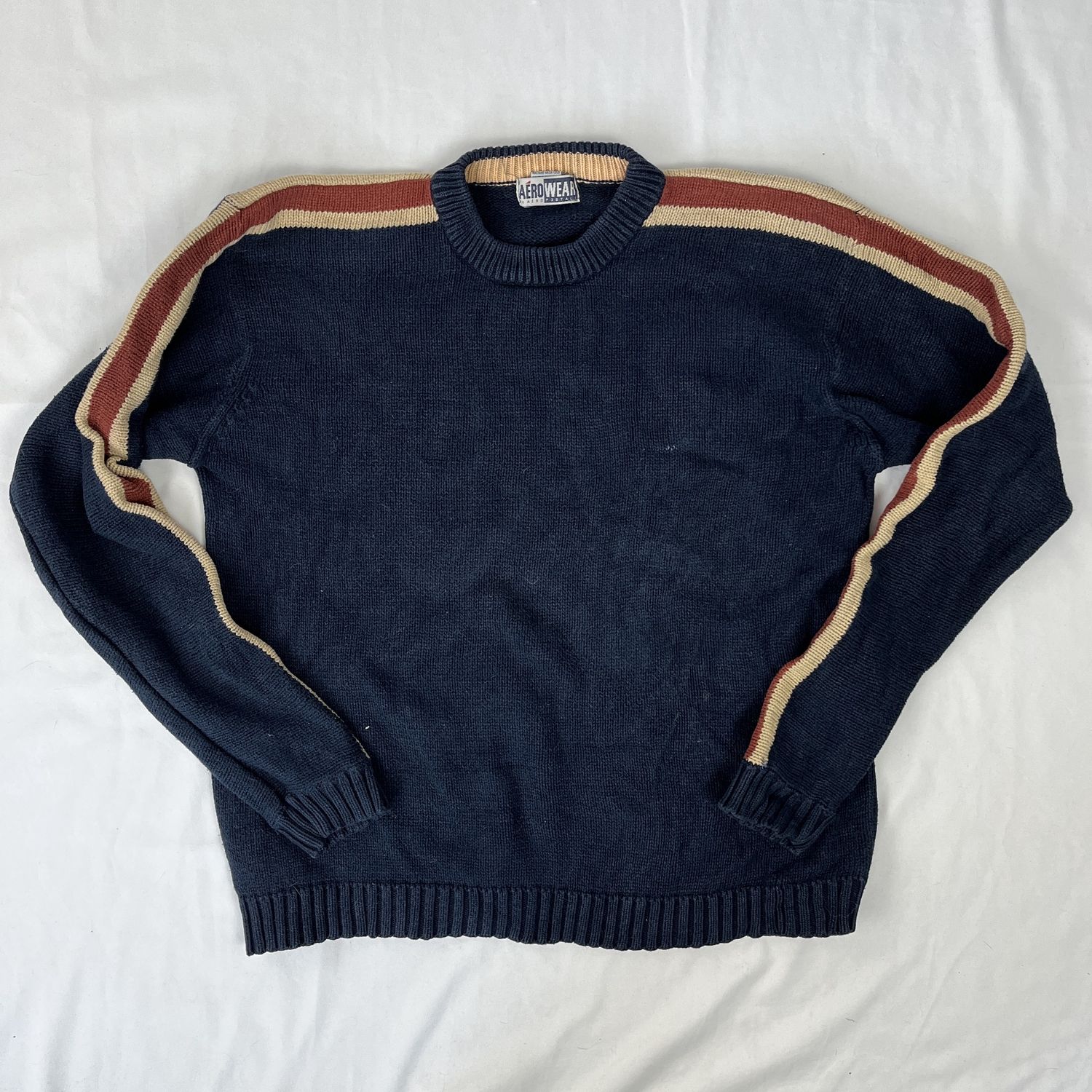 aerowear striped knit sweater
