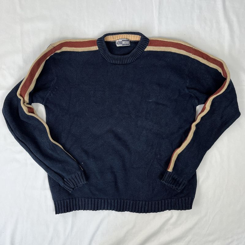 aerowear striped knit sweater