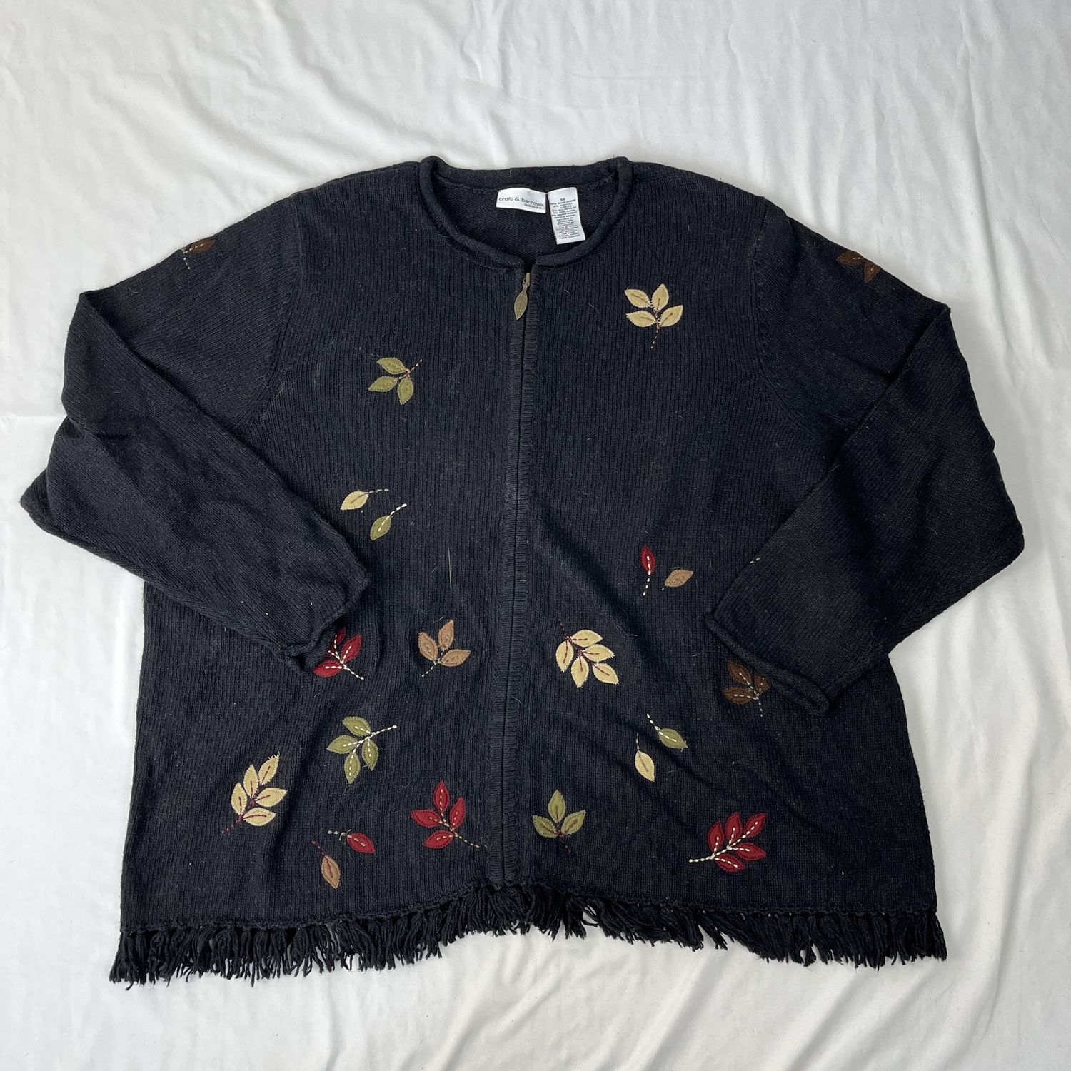 croft &amp; barrow leaves knitted zip up
