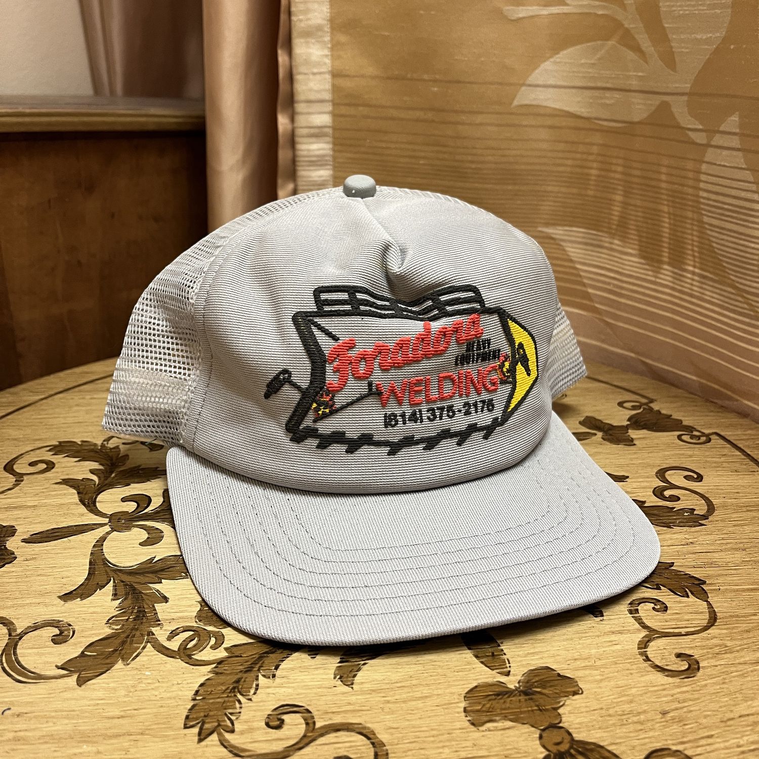 grey welding trucker hat