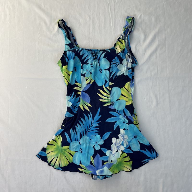 Blue Floral Swim Dress