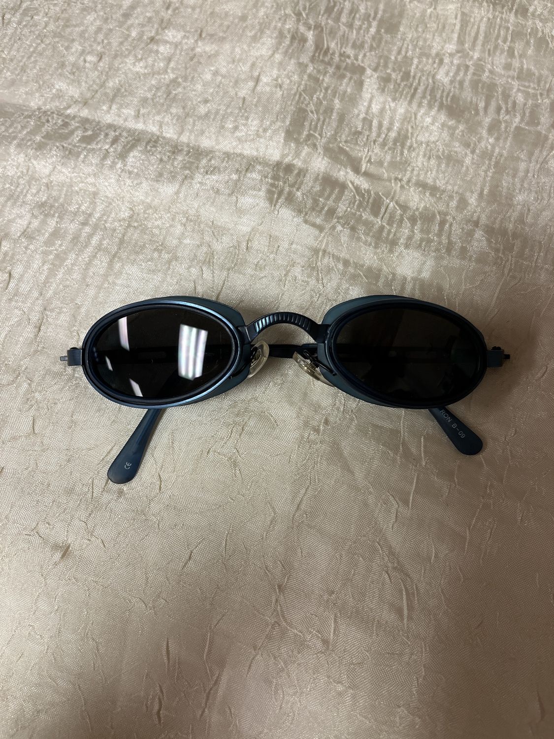 metallic blue sunglasses