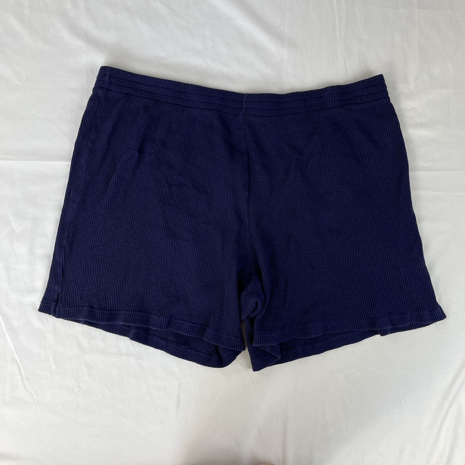 navy waffle knit shorts