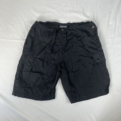 black swishy cargo shorts
