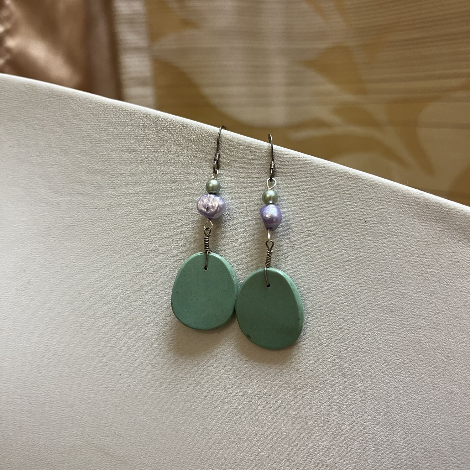 sea green slab earrings