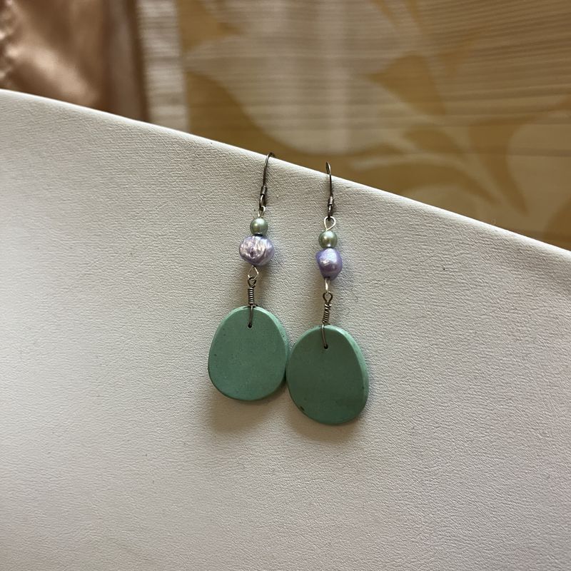 sea green slab earrings