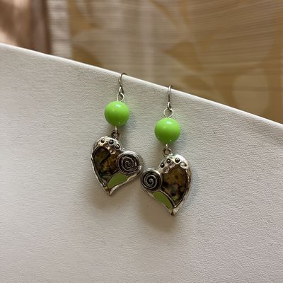 y2k green heart earrings