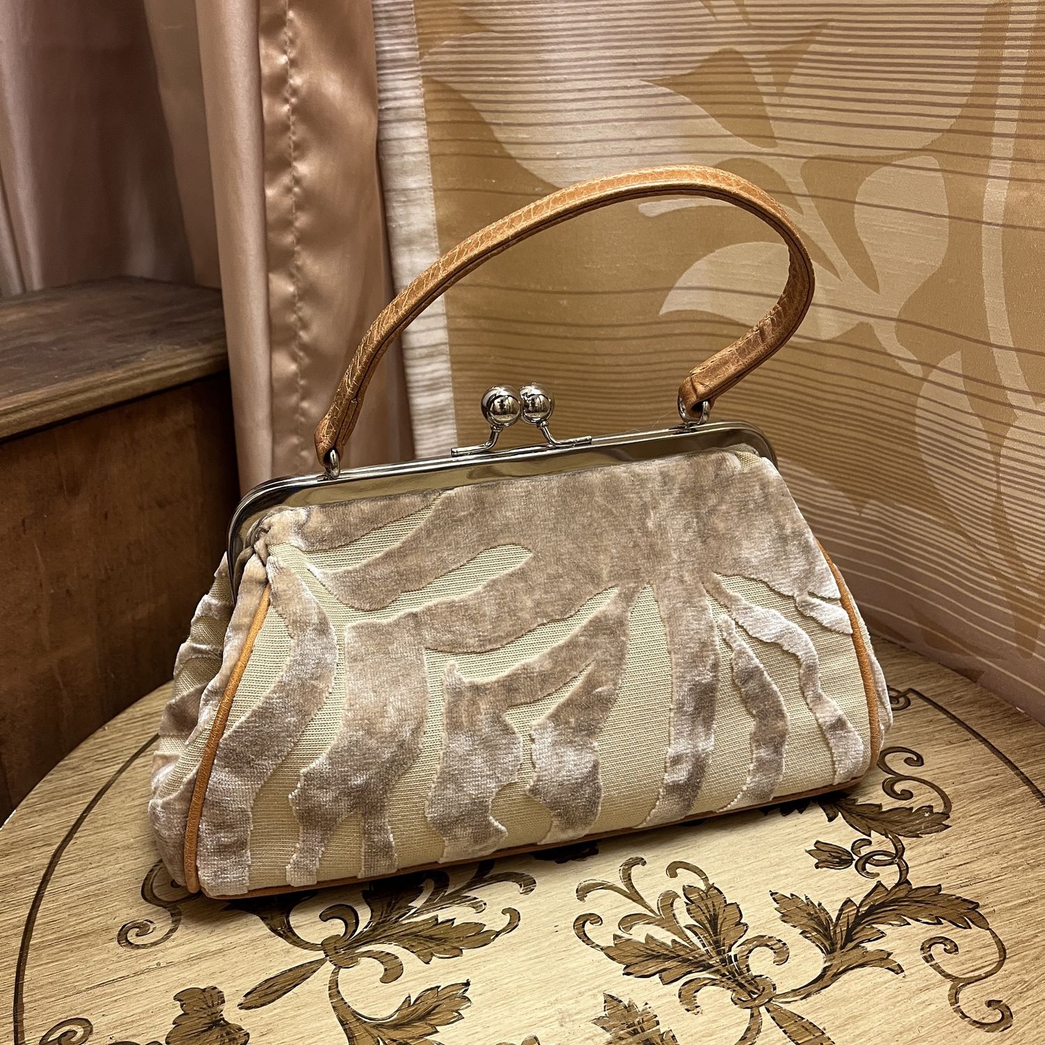 Jackie: sahara sand chenille zebra hand bag