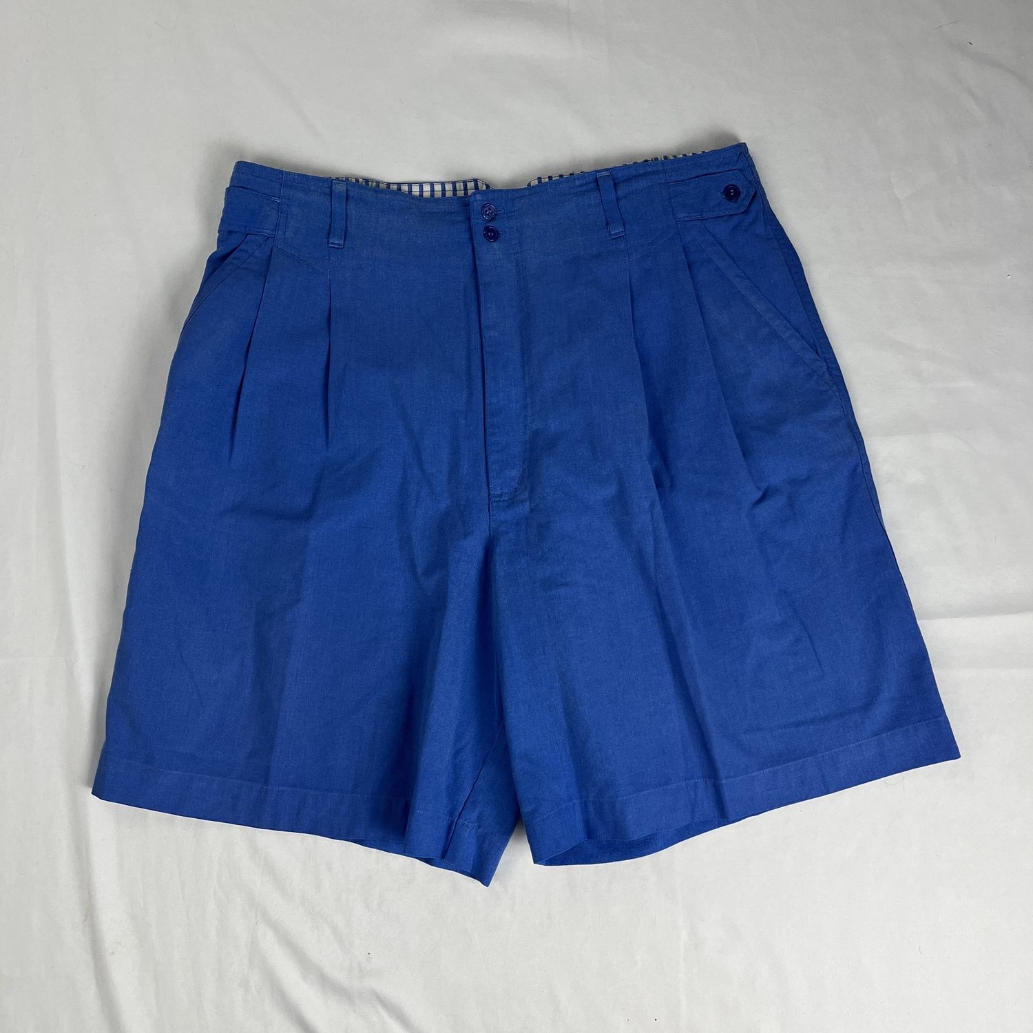 Blue Pleated Shorts