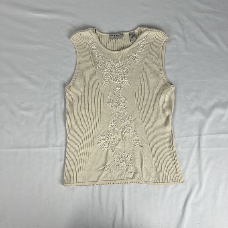 Cream Squiggle Top