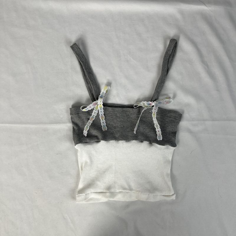 tied color block tank
