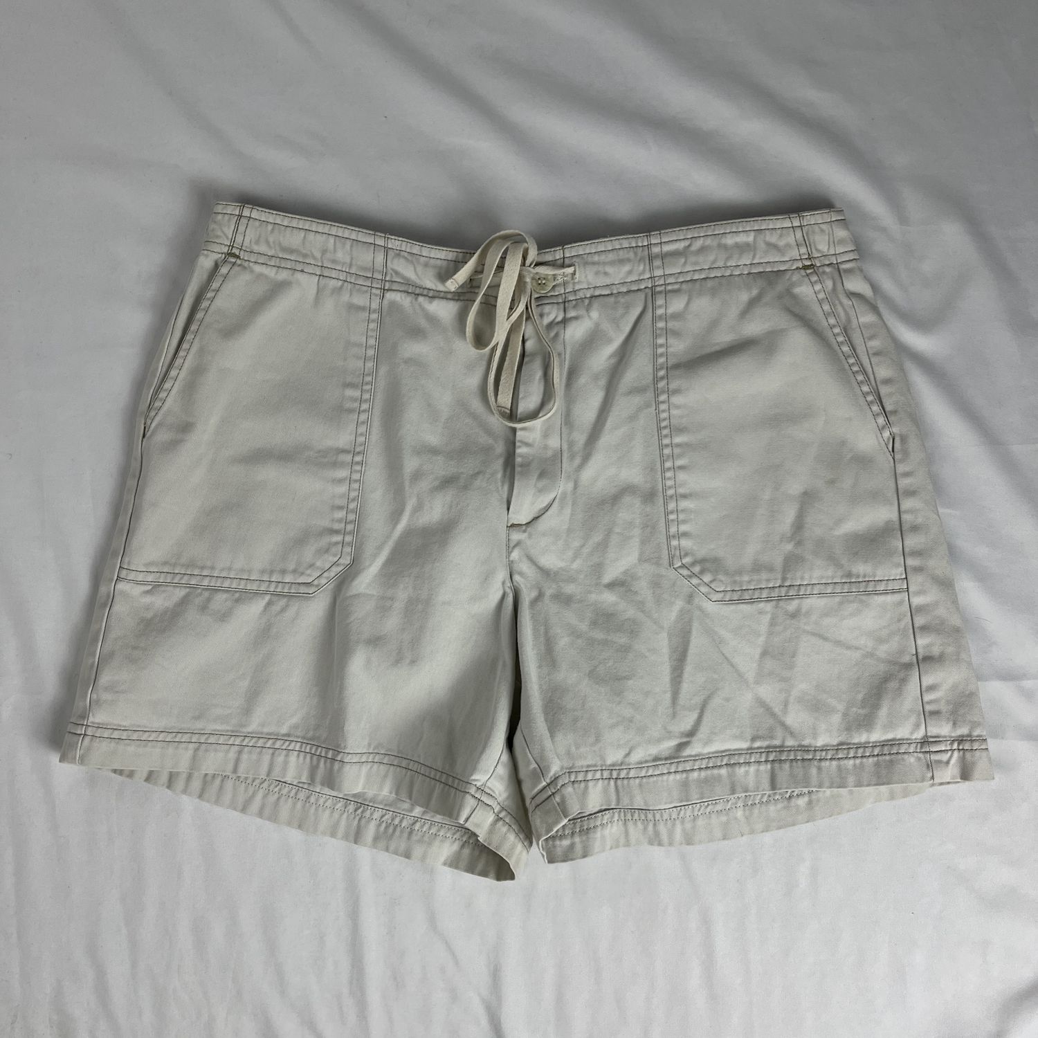 White Khaki String Shorts