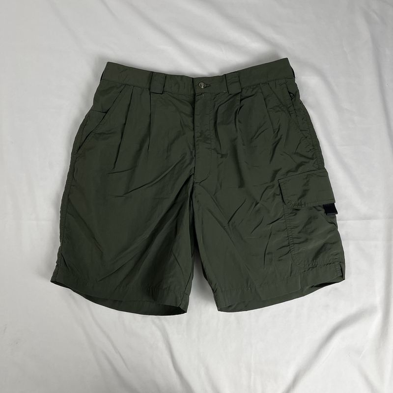 forest green cargo swishy shorts