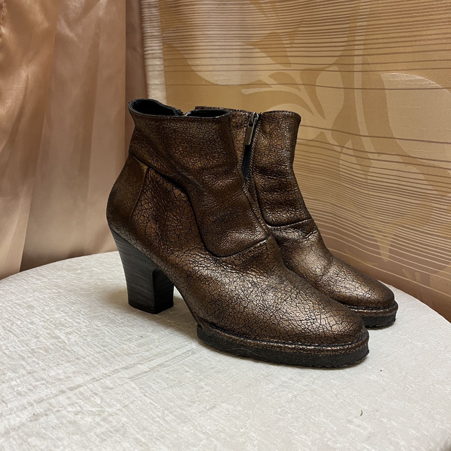 Gold Crackle Booties