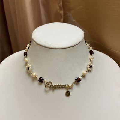 Brown flower zodiac necklace