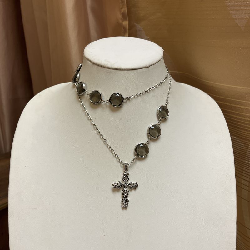 asymetrial cross layered necklace