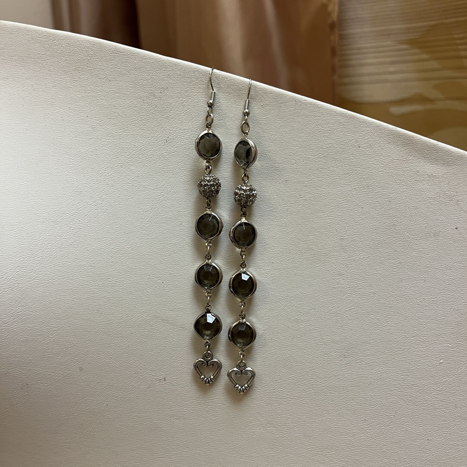 grey circle heart dangles