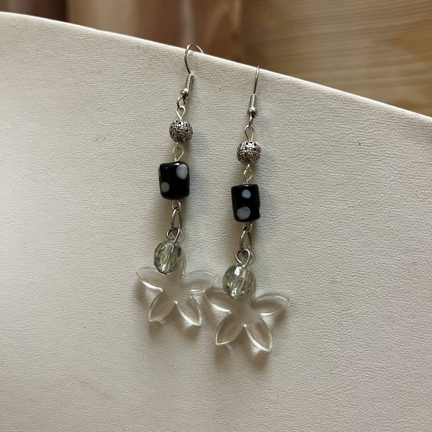 Beaded glass flower earrings