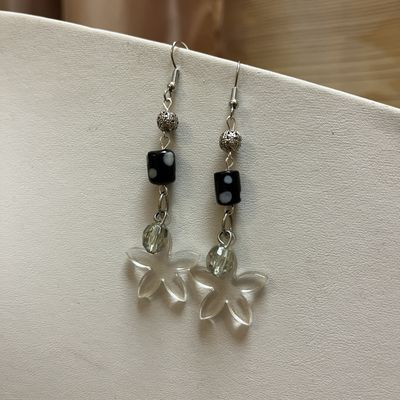 Beaded glass flower earrings