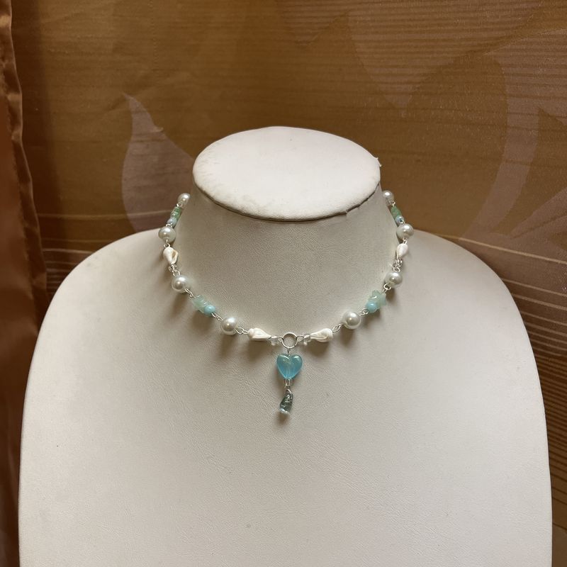 Blue + green shell necklace