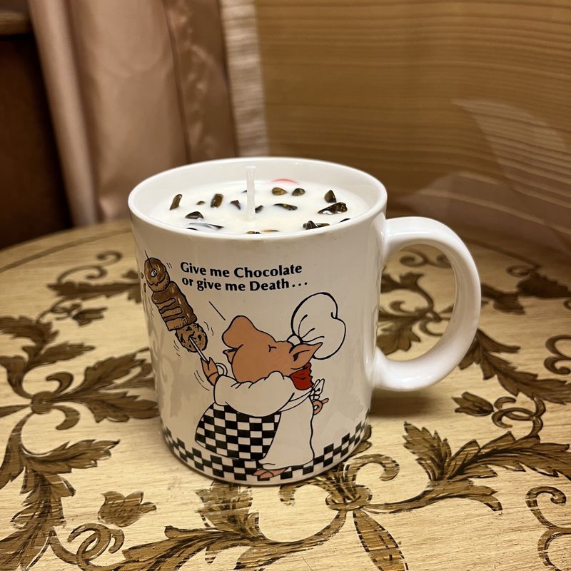 death by chocolate candle mug