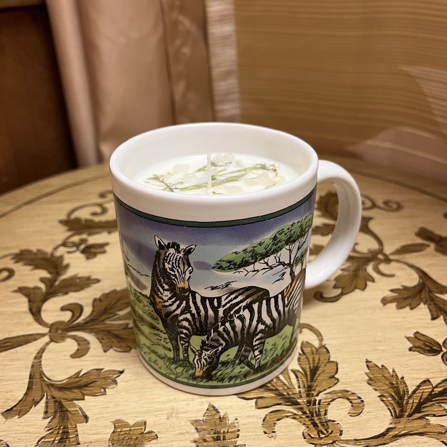 zebra candle mug