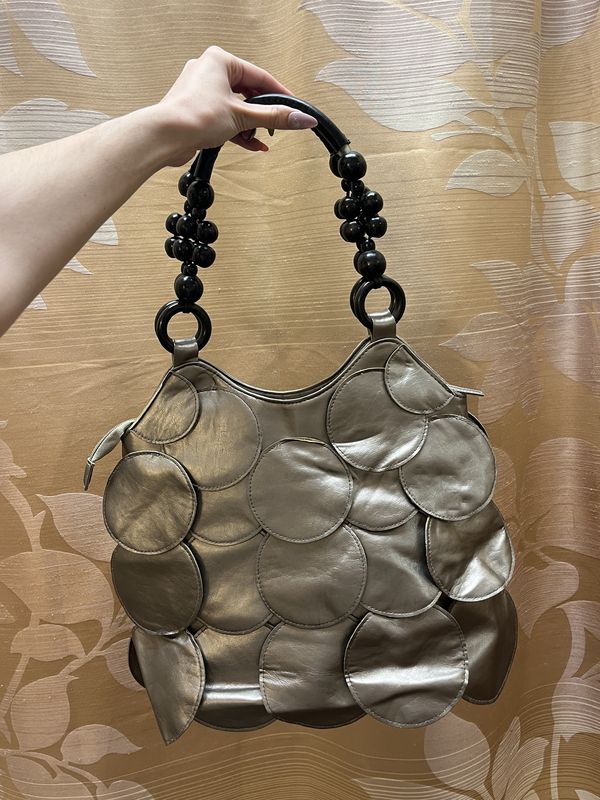large silver sequin bag