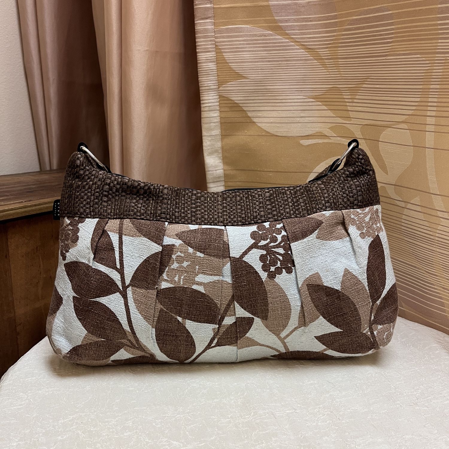 brown with blue shoulder bag