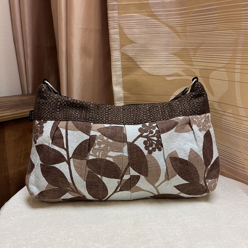 brown with blue shoulder bag