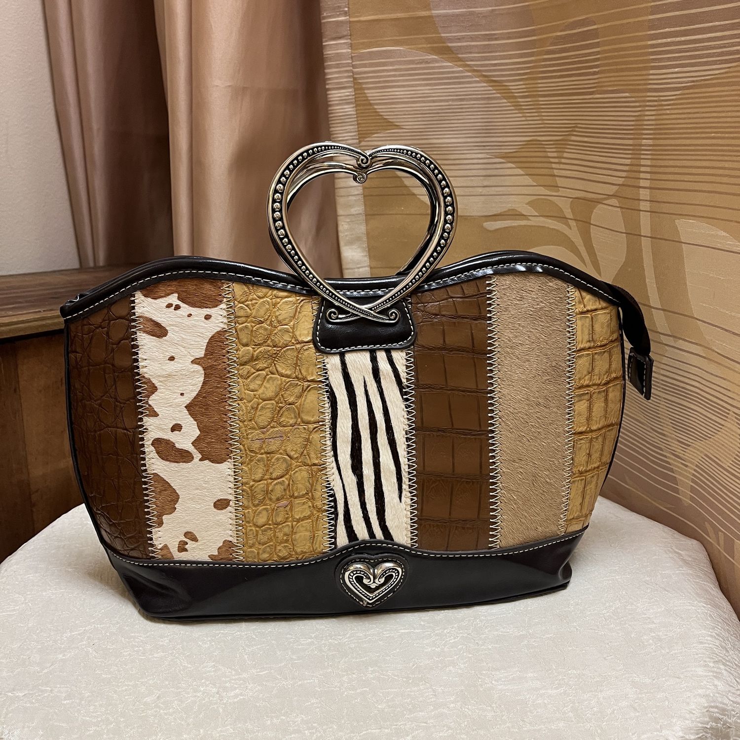 animal print heart bag