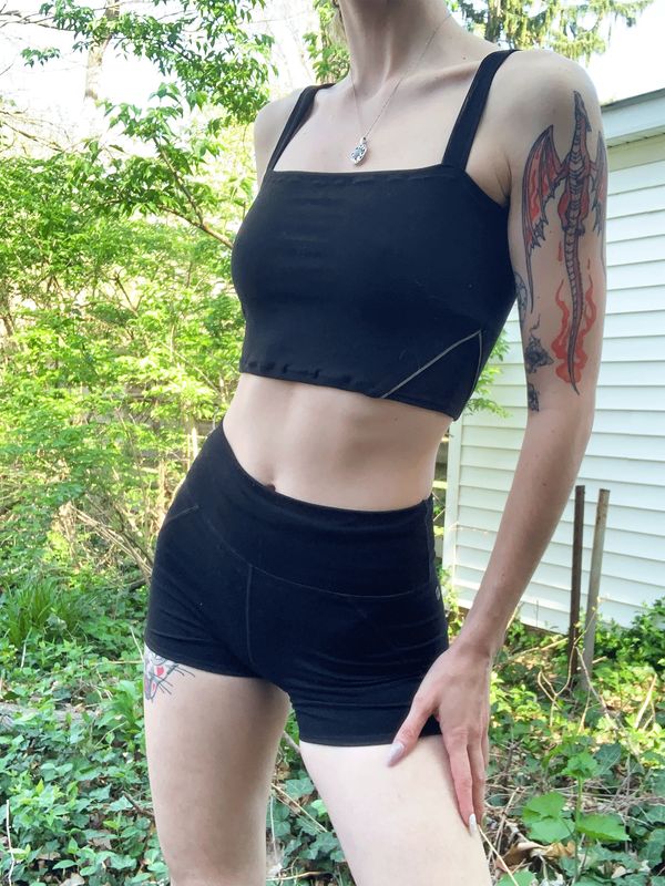 up-cycled workout black set
