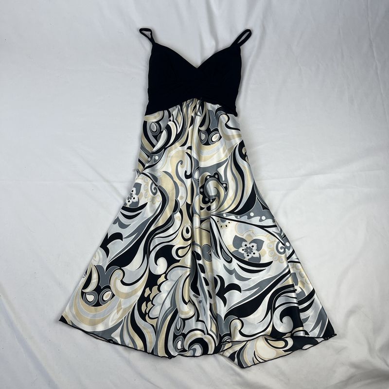silky black y2k midi dress