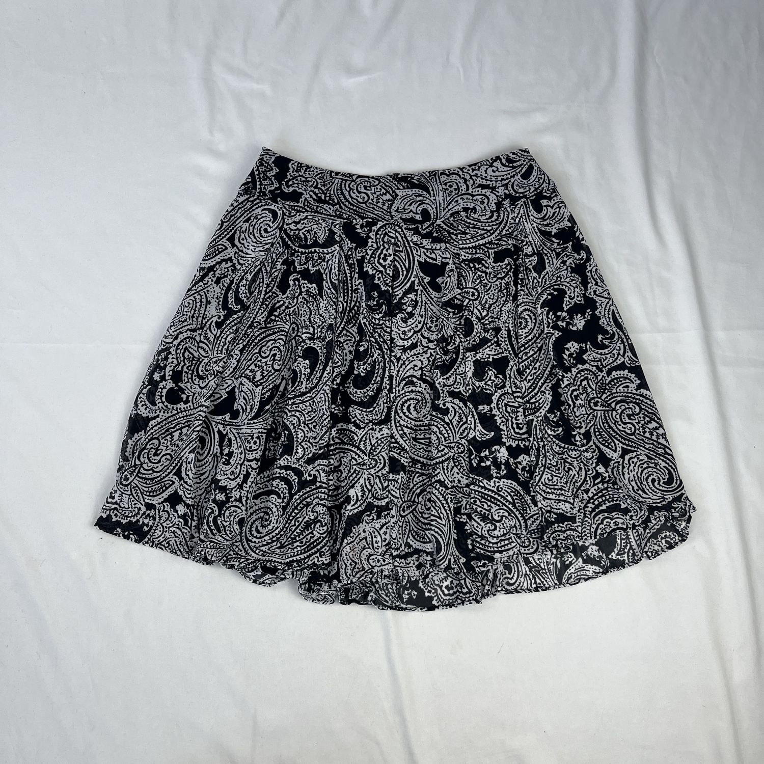 Black + White Paisley Skirt