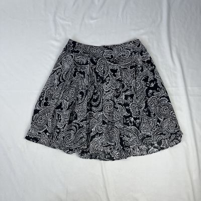 Black + White Paisley Skirt